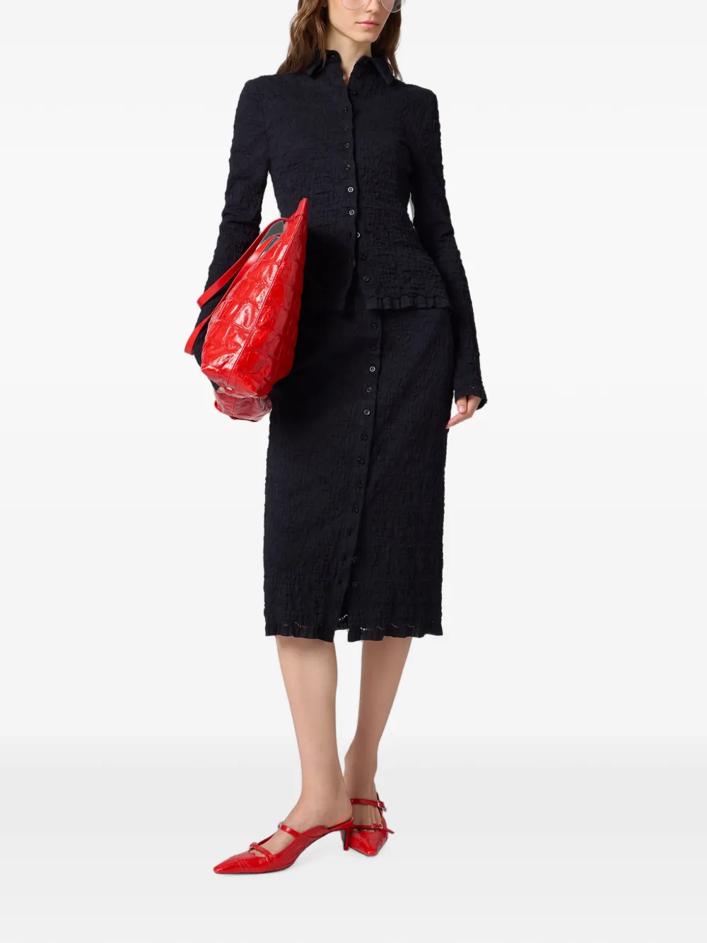 MSGM Button-down mini-rok Zwart