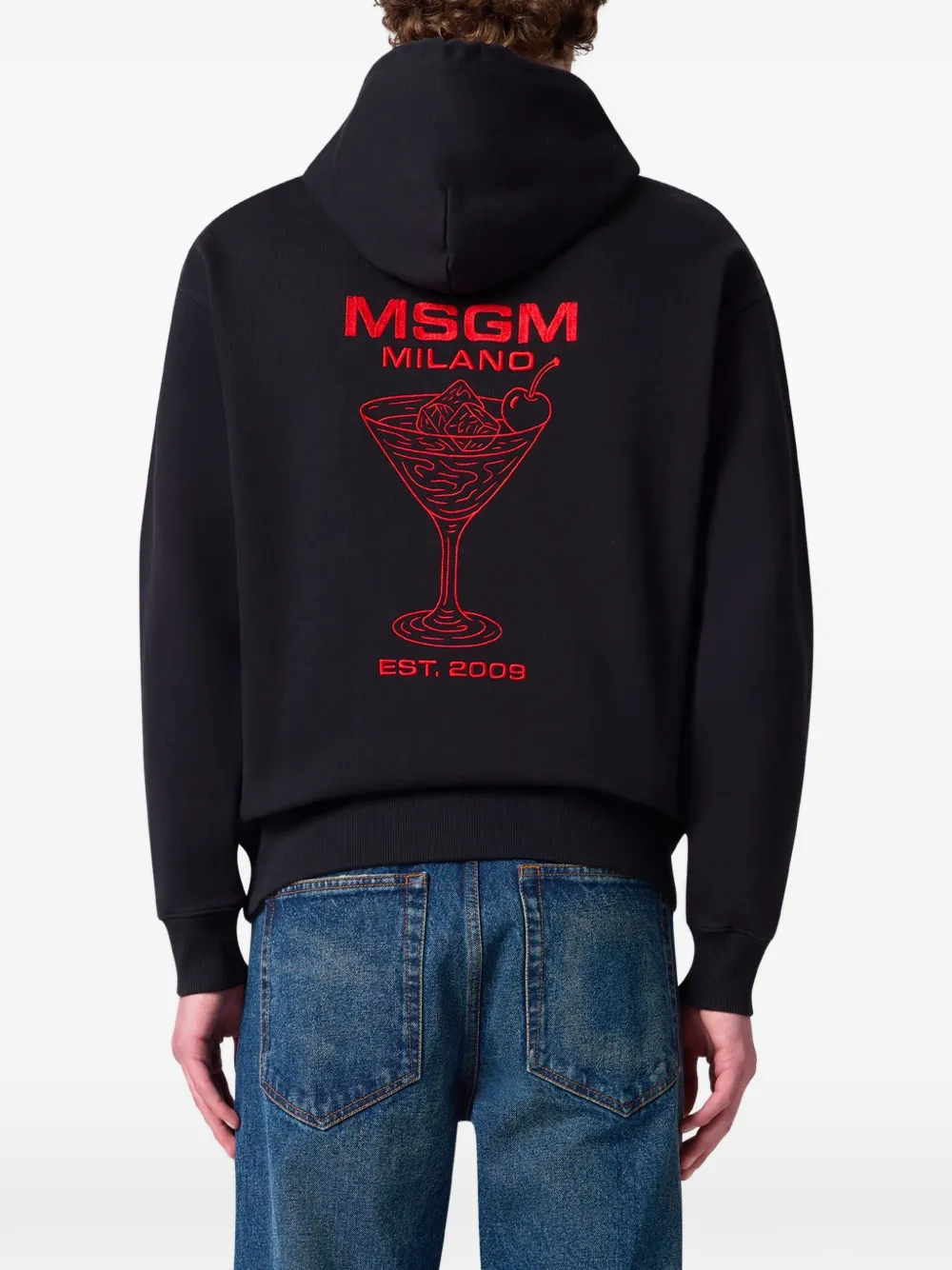 MSGM Hoodie met logoprint en trekkoord Zwart