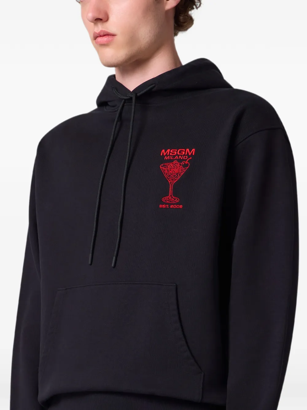 MSGM Hoodie met logoprint en trekkoord Zwart