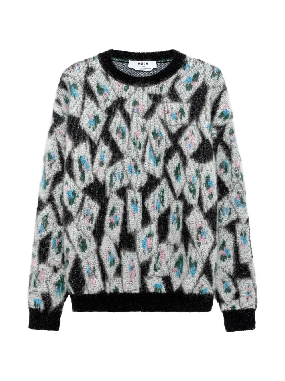 MSGM Maglione con motivo geometrico - Grigio