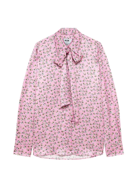 MSGM floral-print pussy-bow shirt