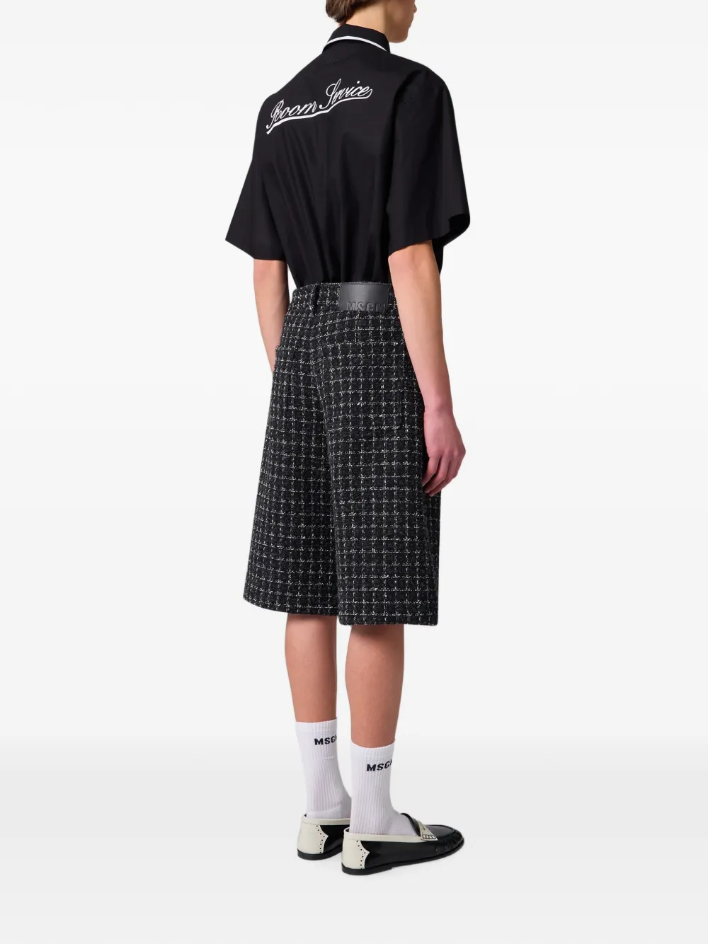 MSGM Tweed geruite shorts Zwart