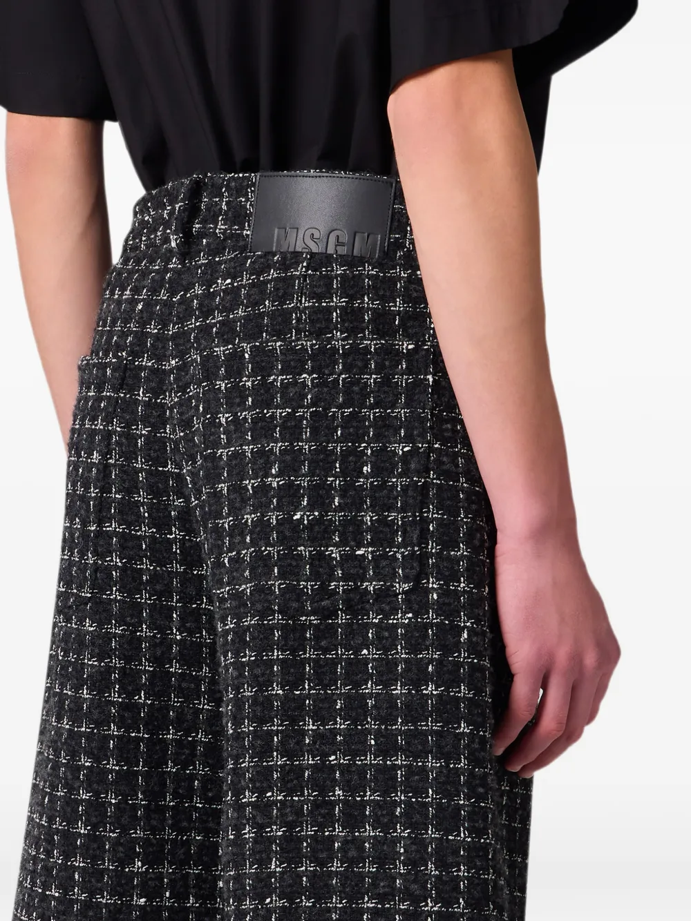MSGM Tweed geruite shorts Zwart