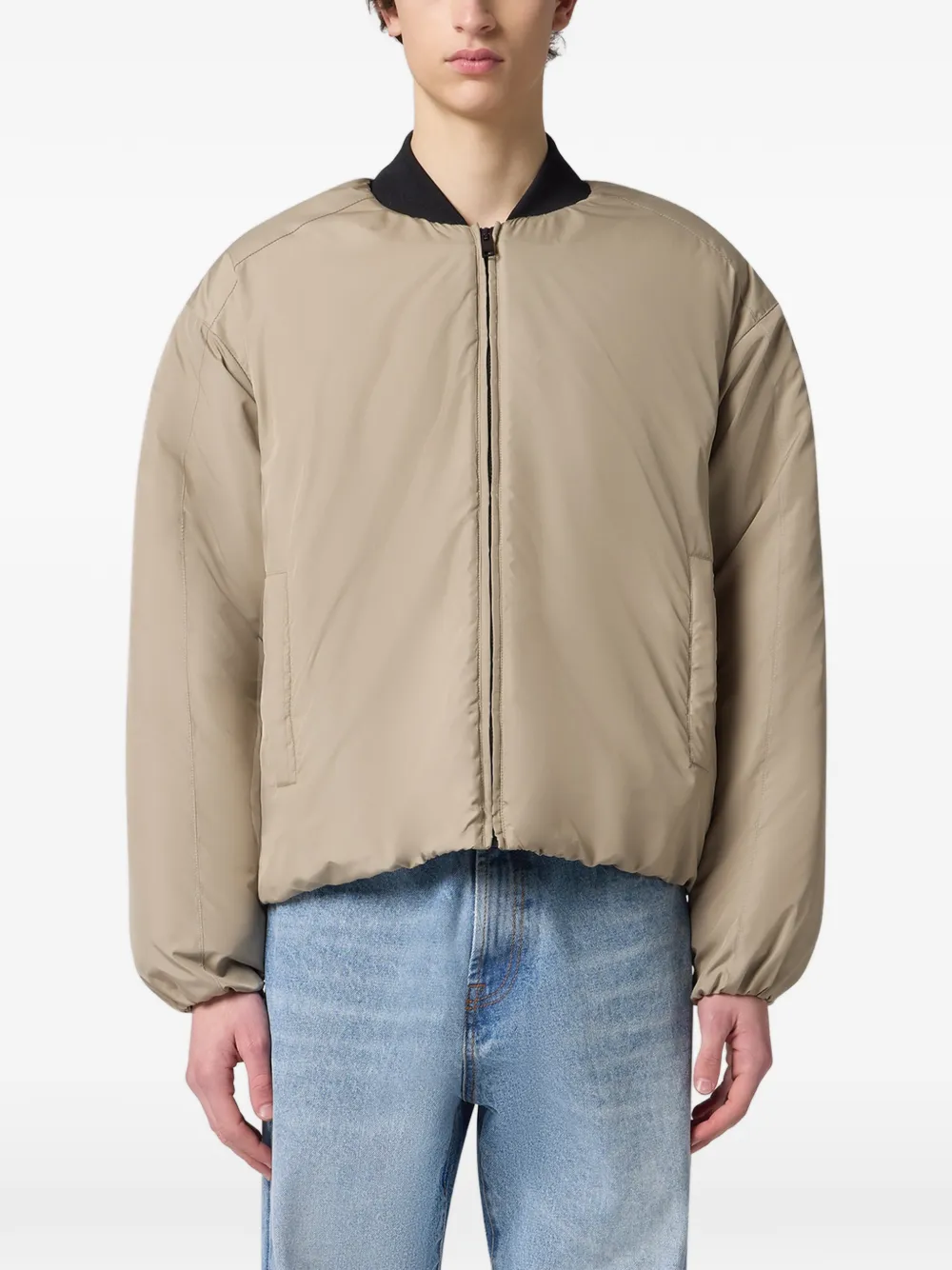 MSGM logo-patch bomber jacket Beige