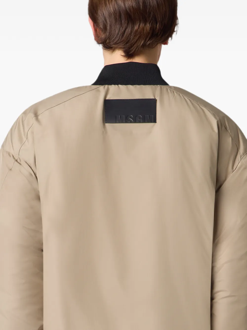 MSGM logo-patch bomber jacket Beige