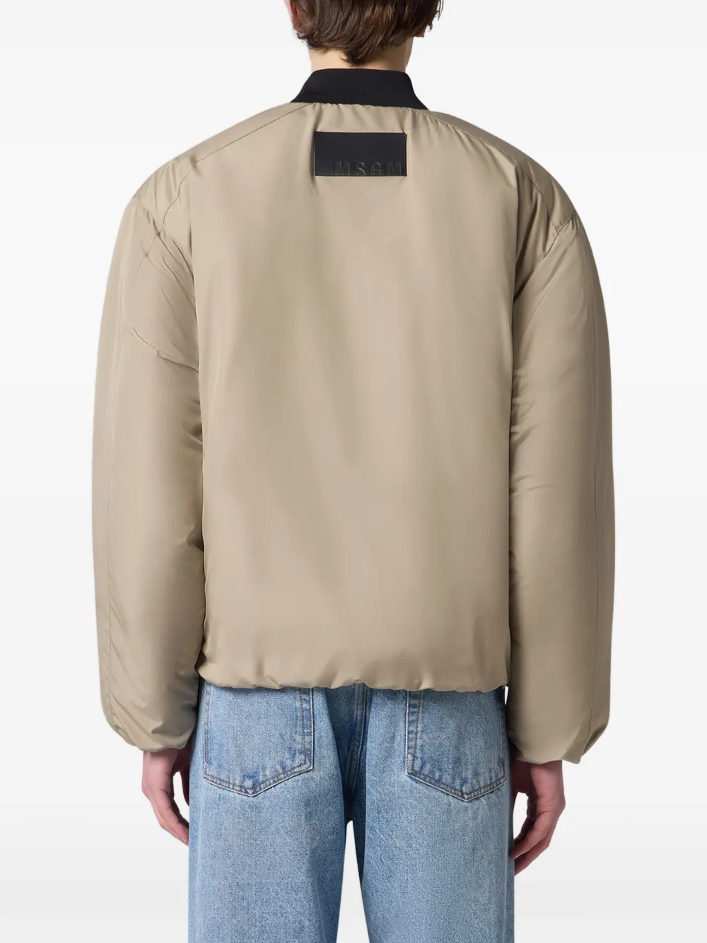 MSGM logo-patch bomber jacket Beige