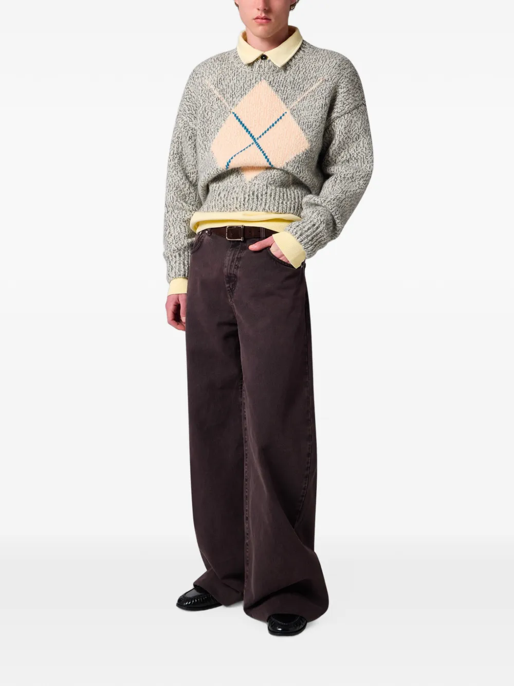 MSGM argyle-pattern sweater Grijs