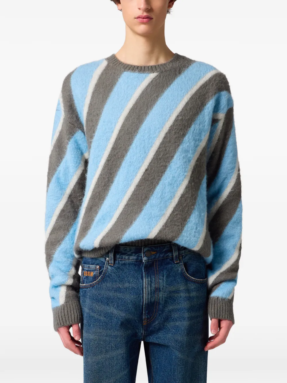 MSGM Trui met diagonale streep Blauw