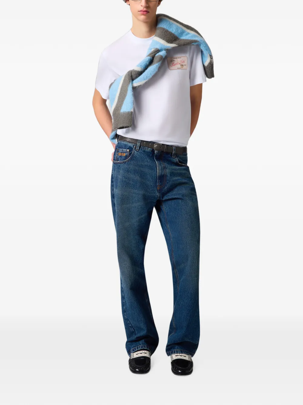 MSGM Trui met diagonale streep Blauw
