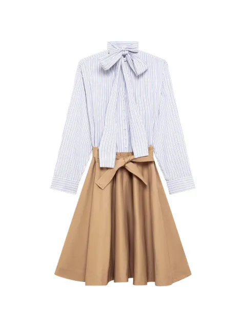 MSGM striped tie-neck midi dress