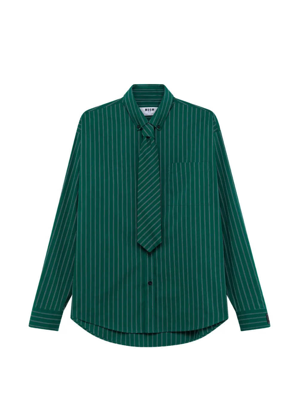 MSGM Camicia a righe con lacci - Verde