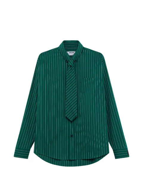 MSGM pinstriped tie-detail shirt