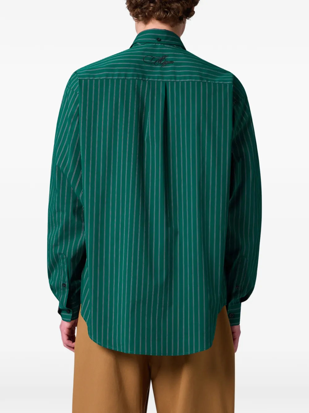 MSGM Overhemd met krijtstreep en strik-detail Groen