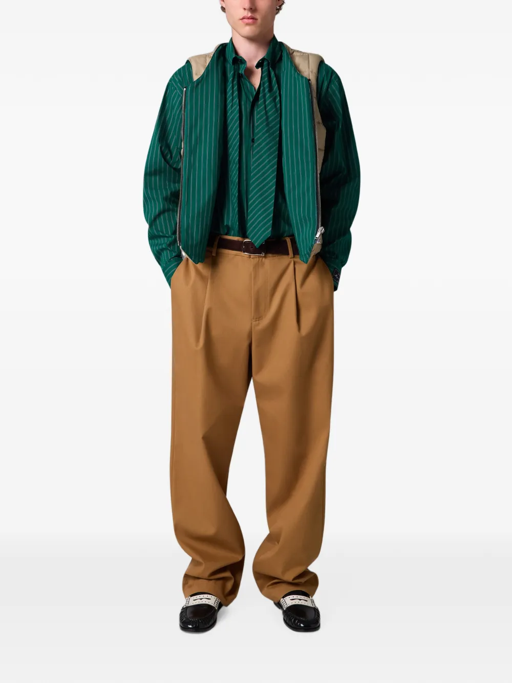 MSGM Overhemd met krijtstreep en strik-detail Groen