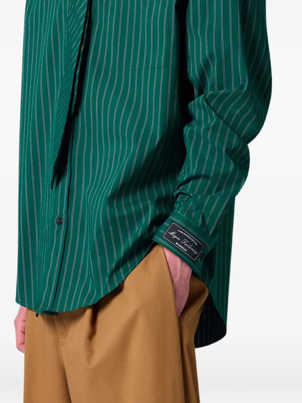 MSGM Overhemd met krijtstreep en strik-detail Groen