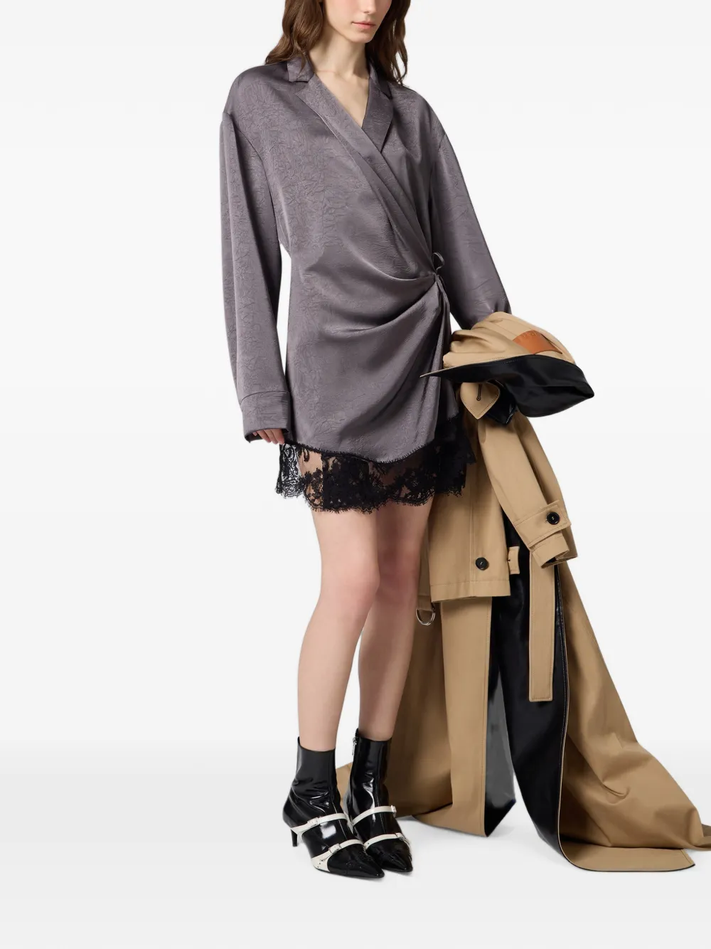 MSGM Mini-jurk met kant Grijs
