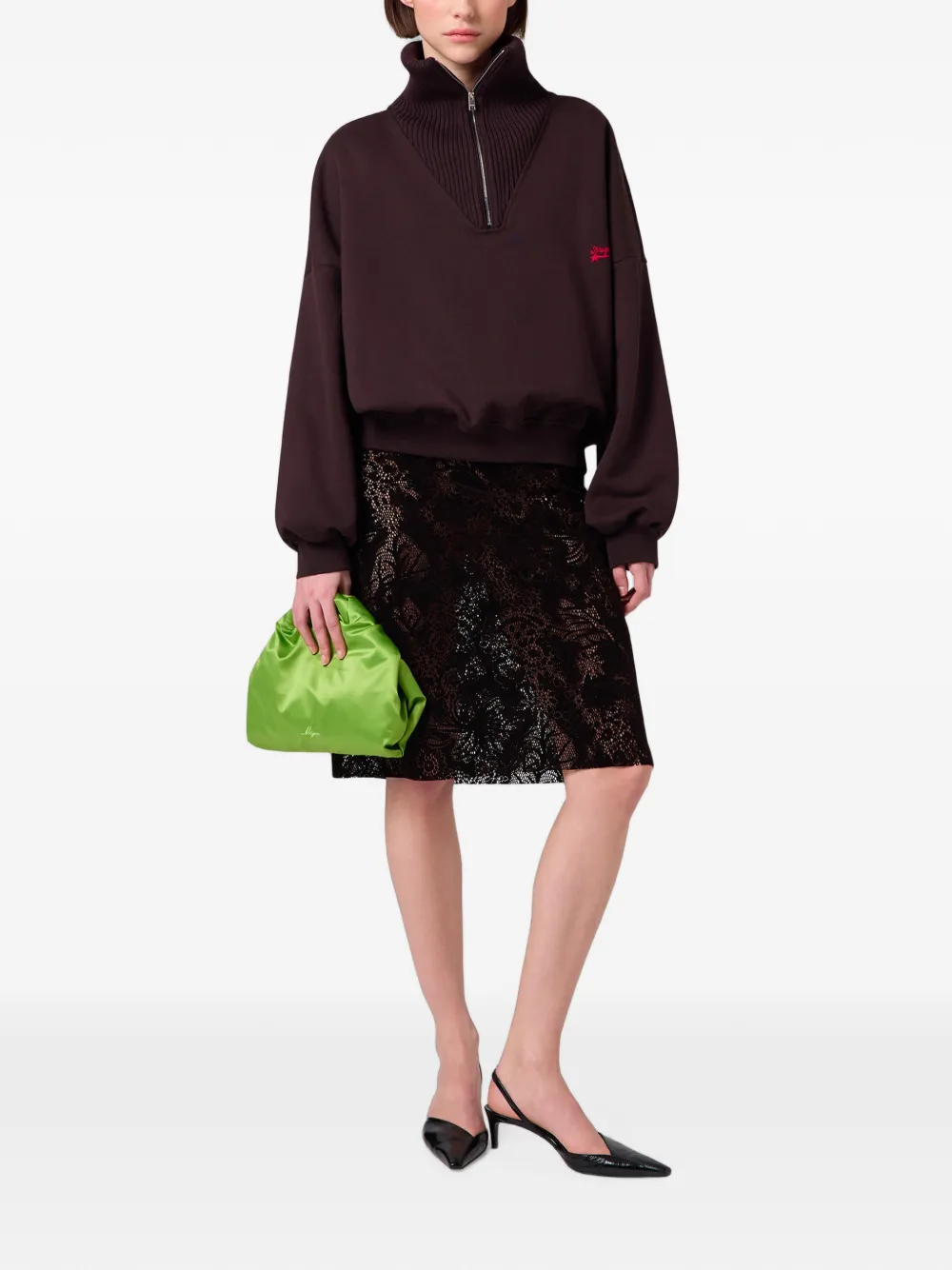 MSGM Sweater met geborduurd logo Bruin