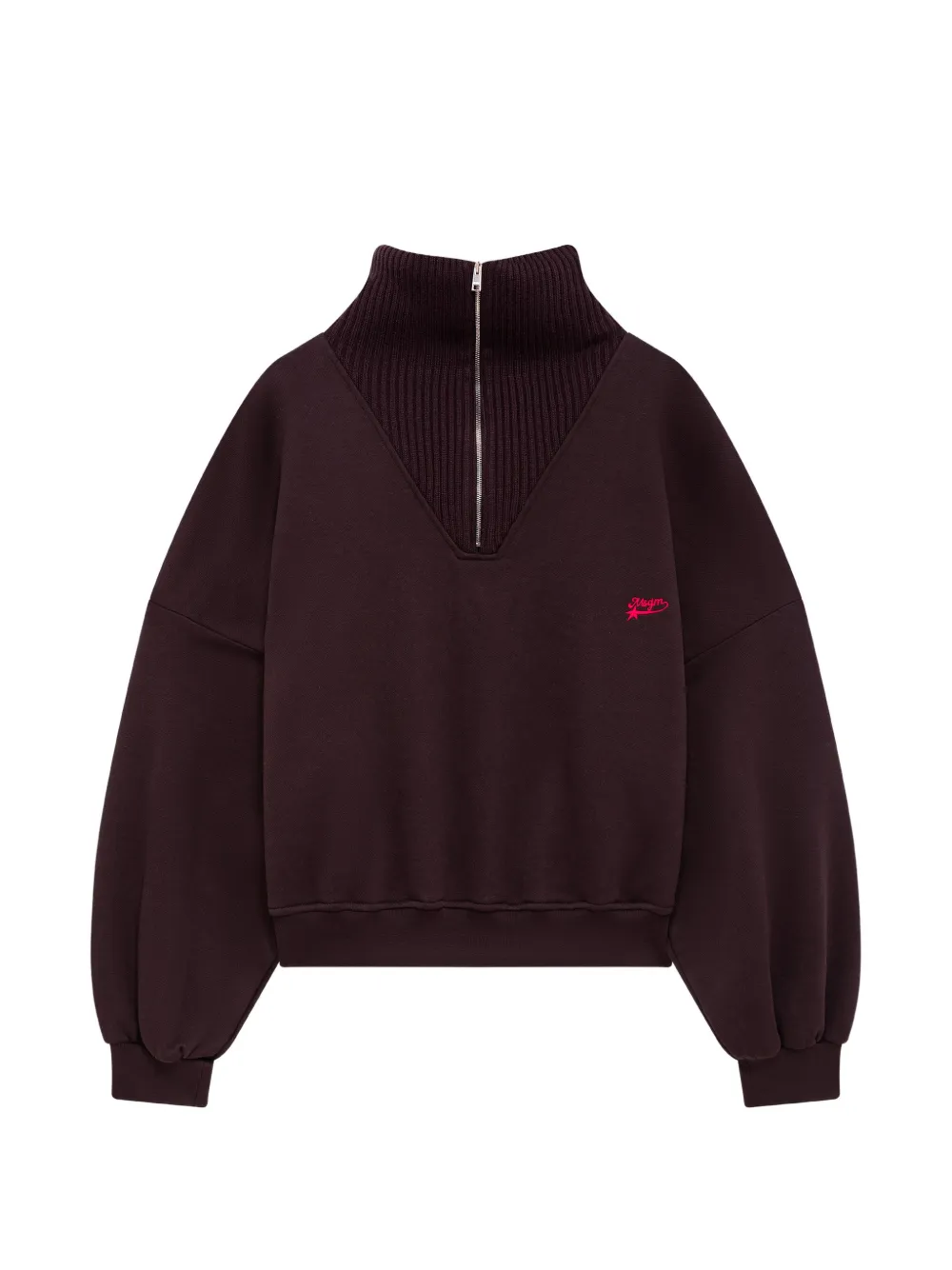Msgm Quarter-zip Logo-embroidered Sweatshirt In Orange