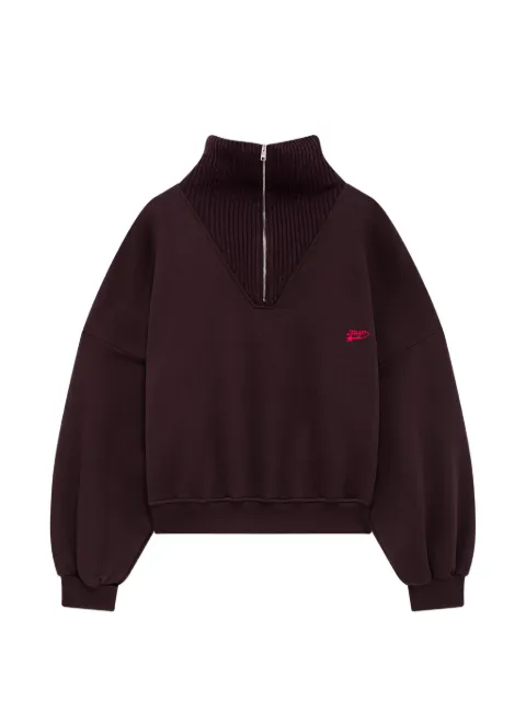 MSGM quarter-zip logo-embroidered sweatshirt