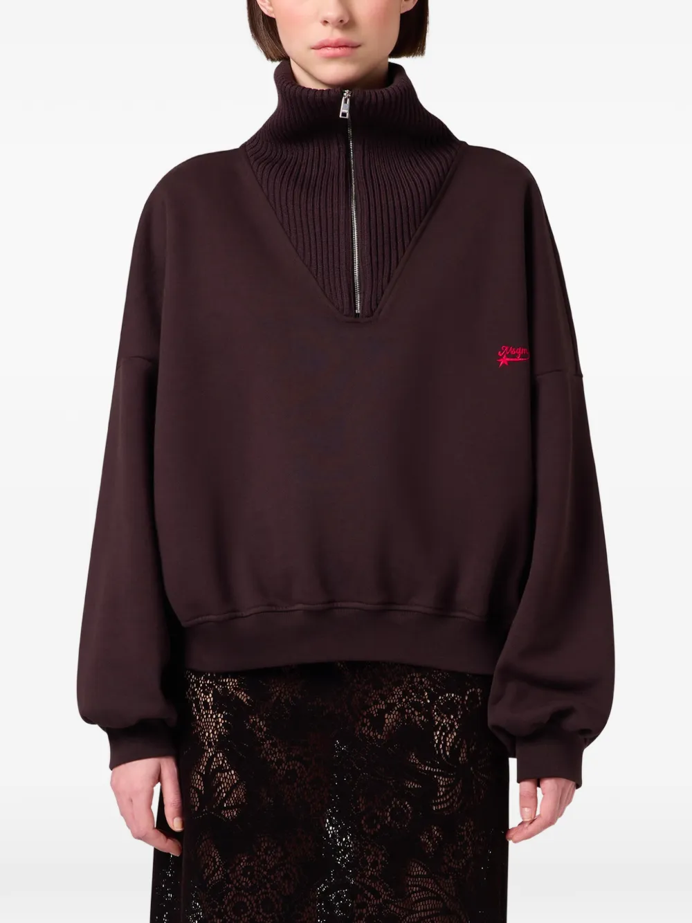 MSGM Sweater met geborduurd logo Bruin