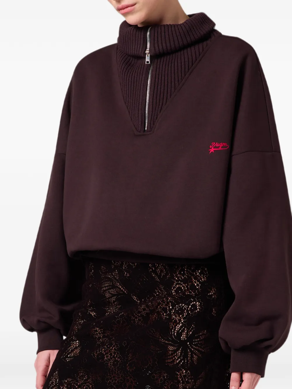 MSGM Sweater met geborduurd logo Bruin
