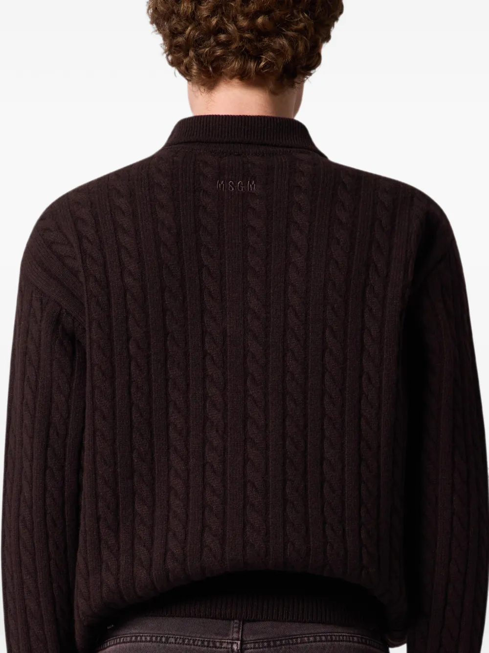 MSGM Kabelgebreid poloshirt Bruin