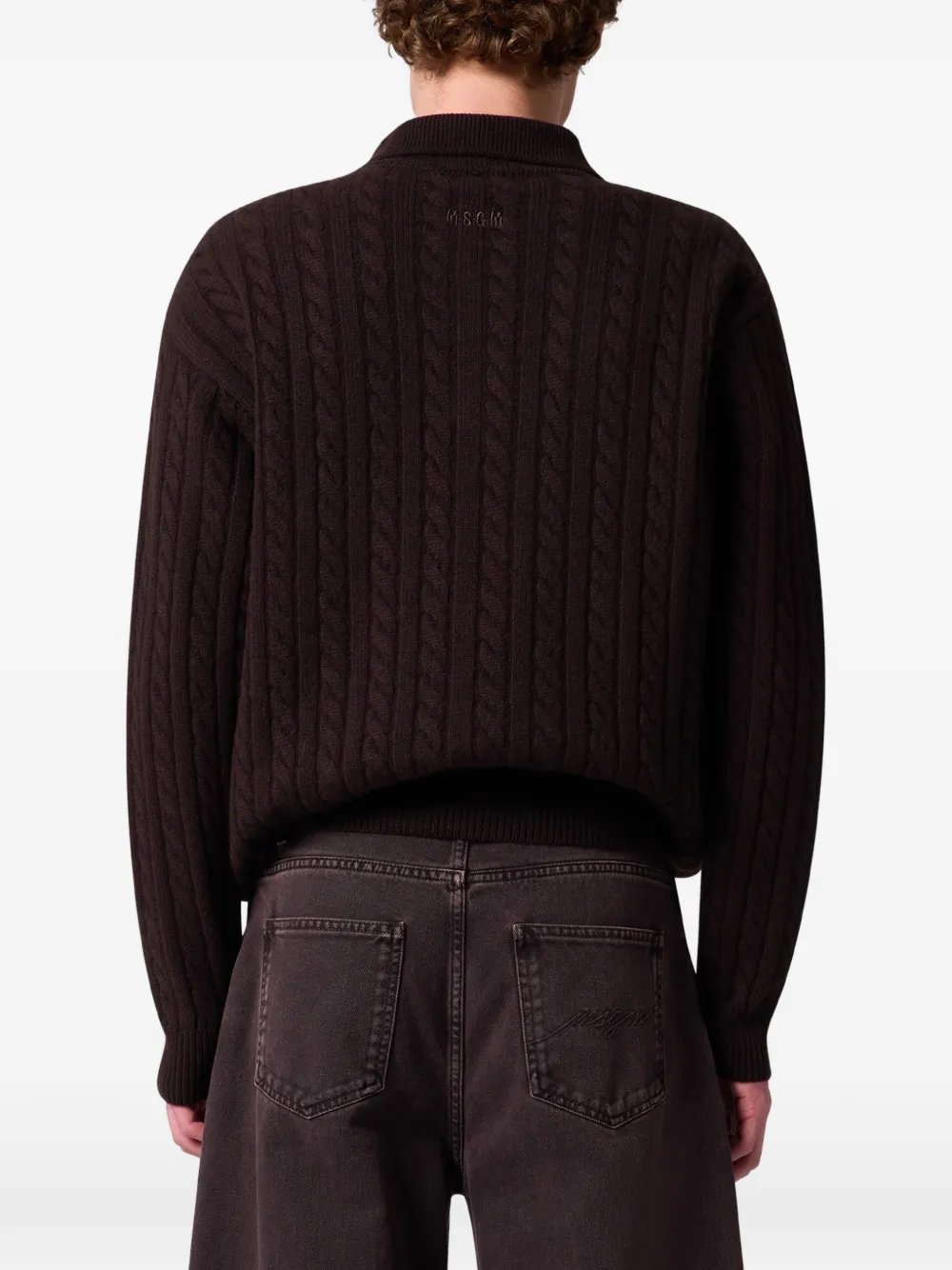 MSGM Kabelgebreid poloshirt Bruin