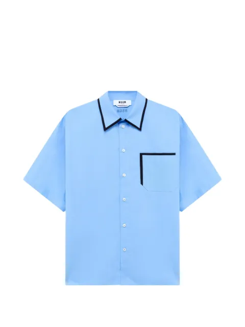 MSGM piping-detail embroidered-logo shirt