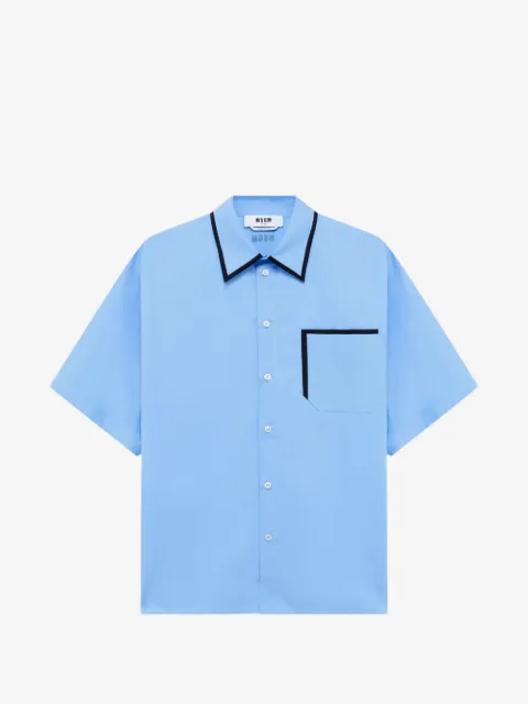MSGM piping-detail embroidered-logo shirt