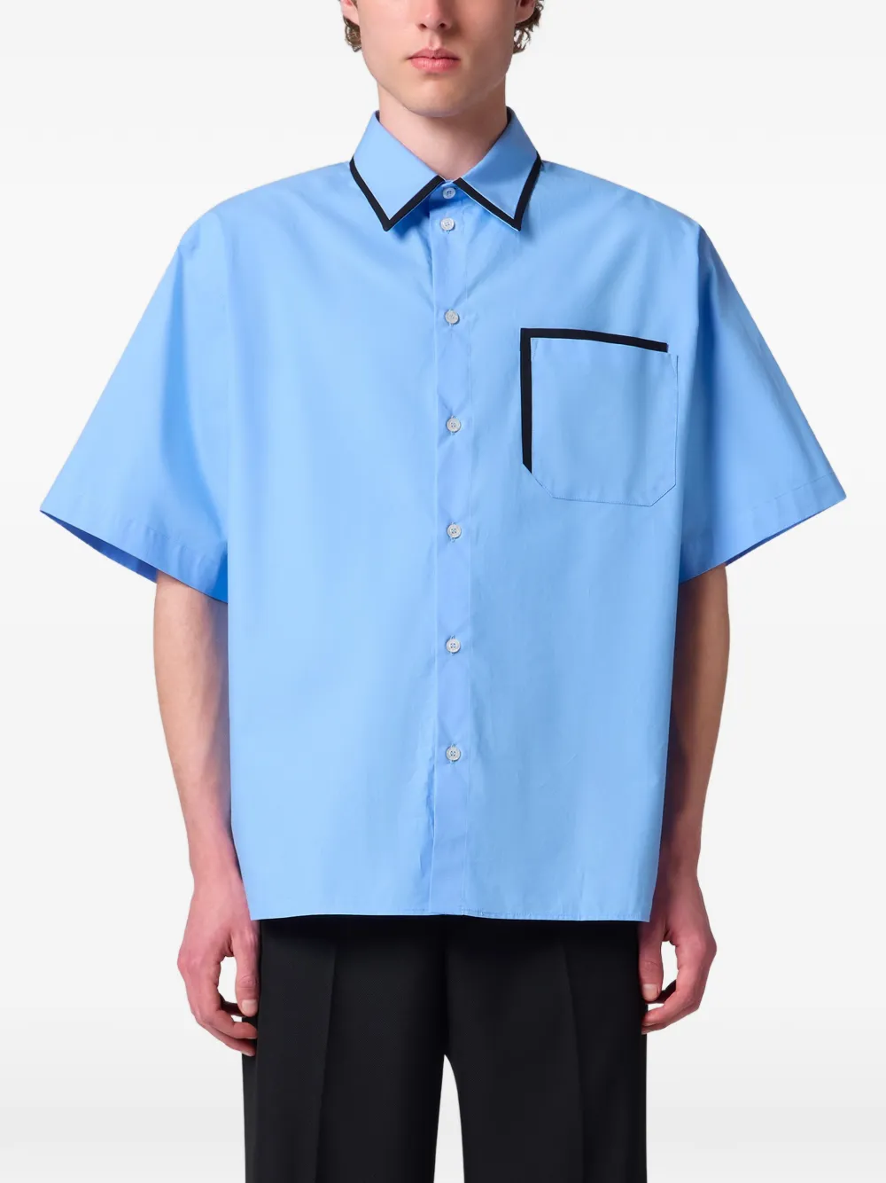 MSGM Overhemd met geborduurd logo en afwerking Blauw