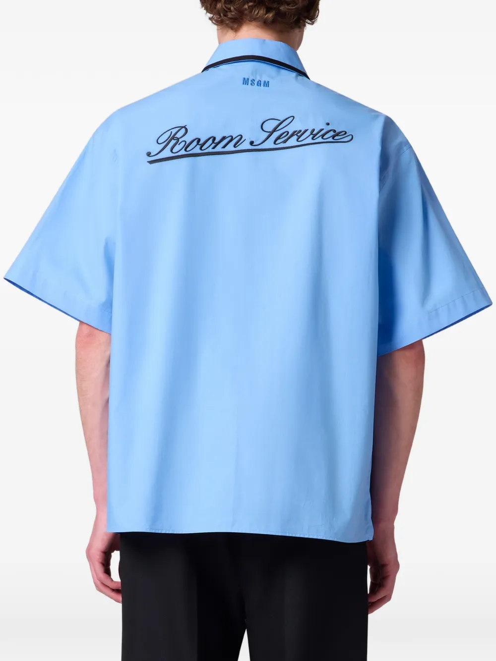 MSGM Overhemd met geborduurd logo en afwerking Blauw