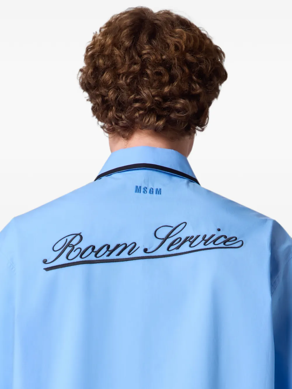 MSGM Overhemd met geborduurd logo en afwerking Blauw