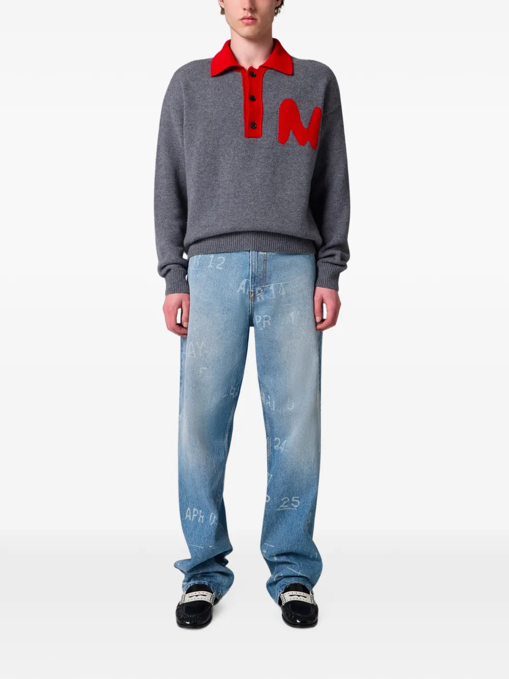MSGM Straight jeans met grafische print Blauw
