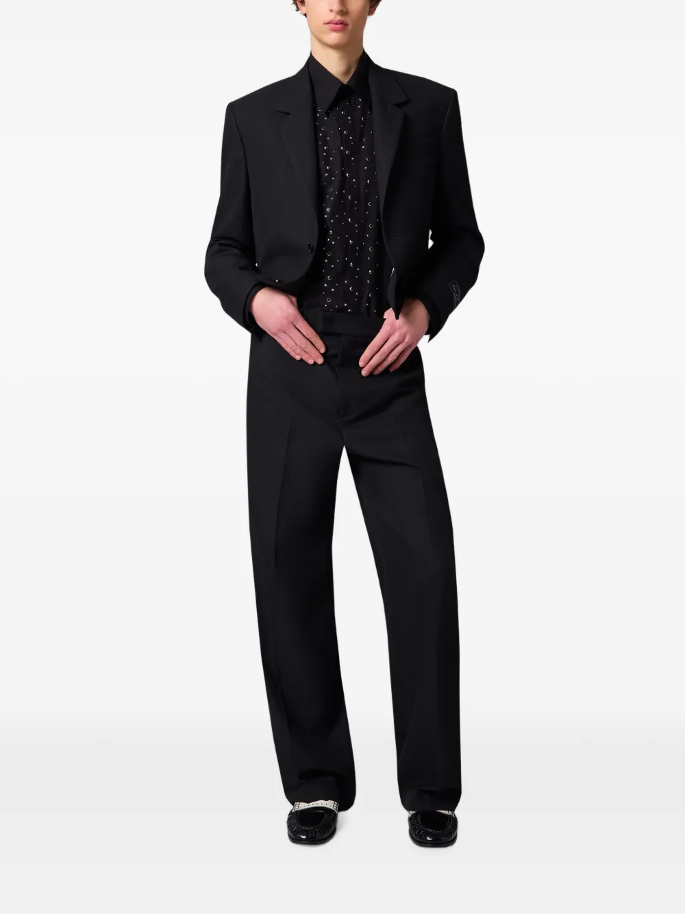 MSGM Kort jack met gekerfde revers Zwart