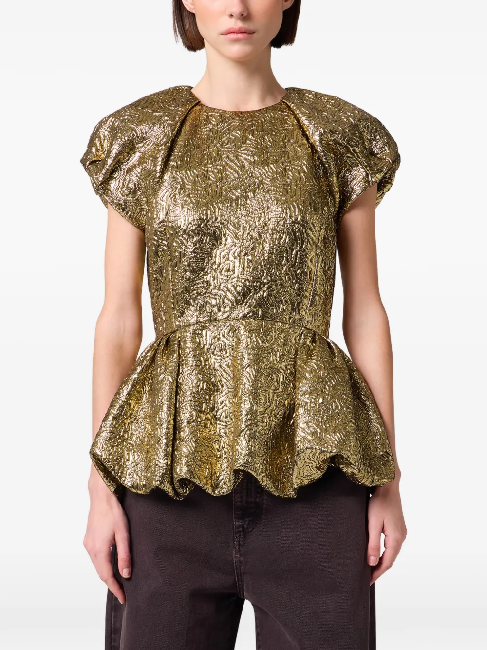 MSGM Peplum top met jacquard-effect Goud