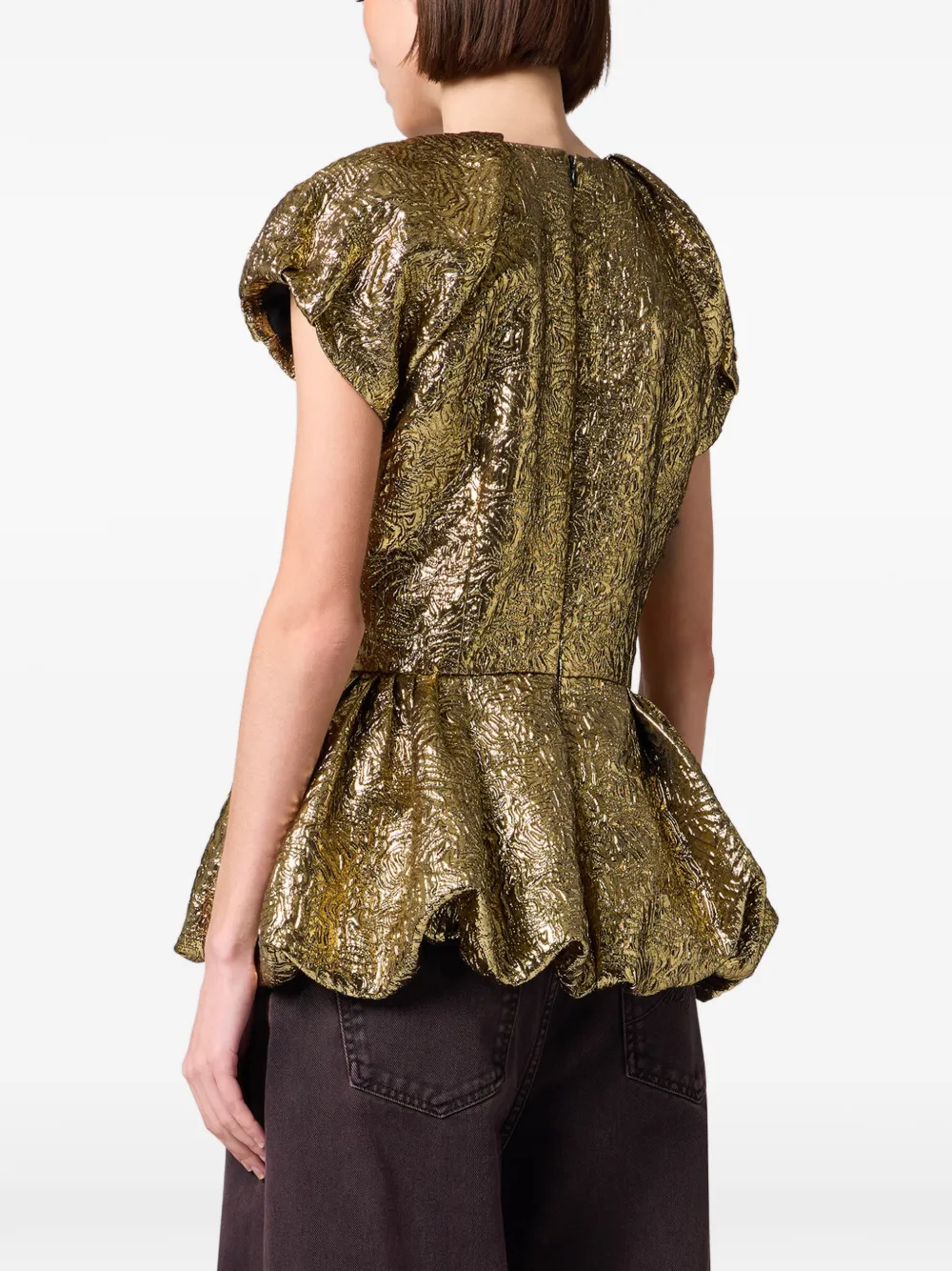MSGM Peplum top met jacquard-effect Goud