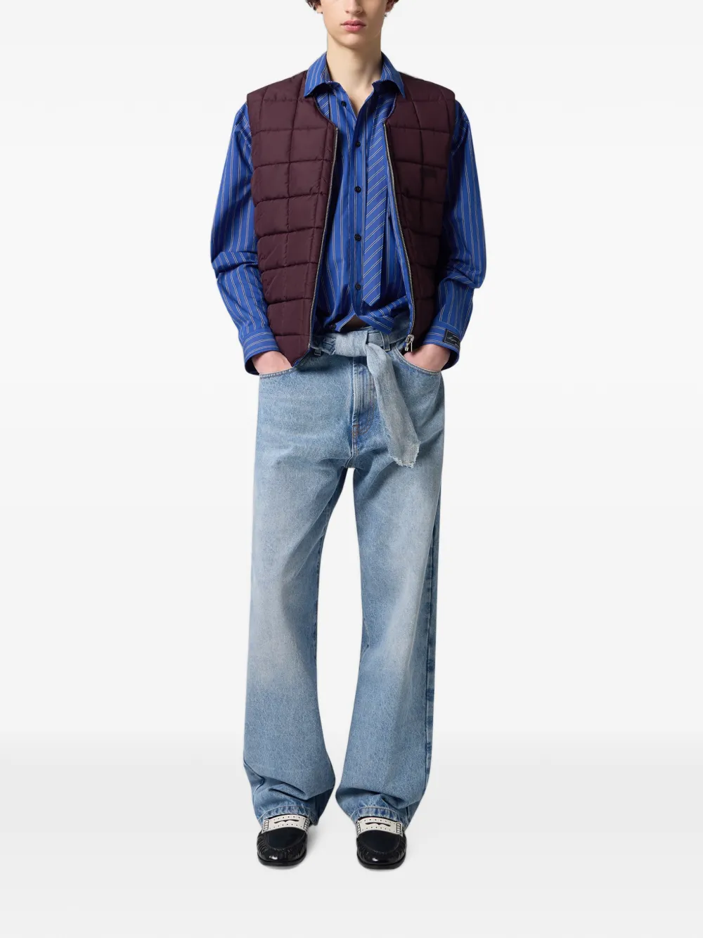 MSGM Omkeerbare gewatteerde bodywarmer met krijtstreep Blauw