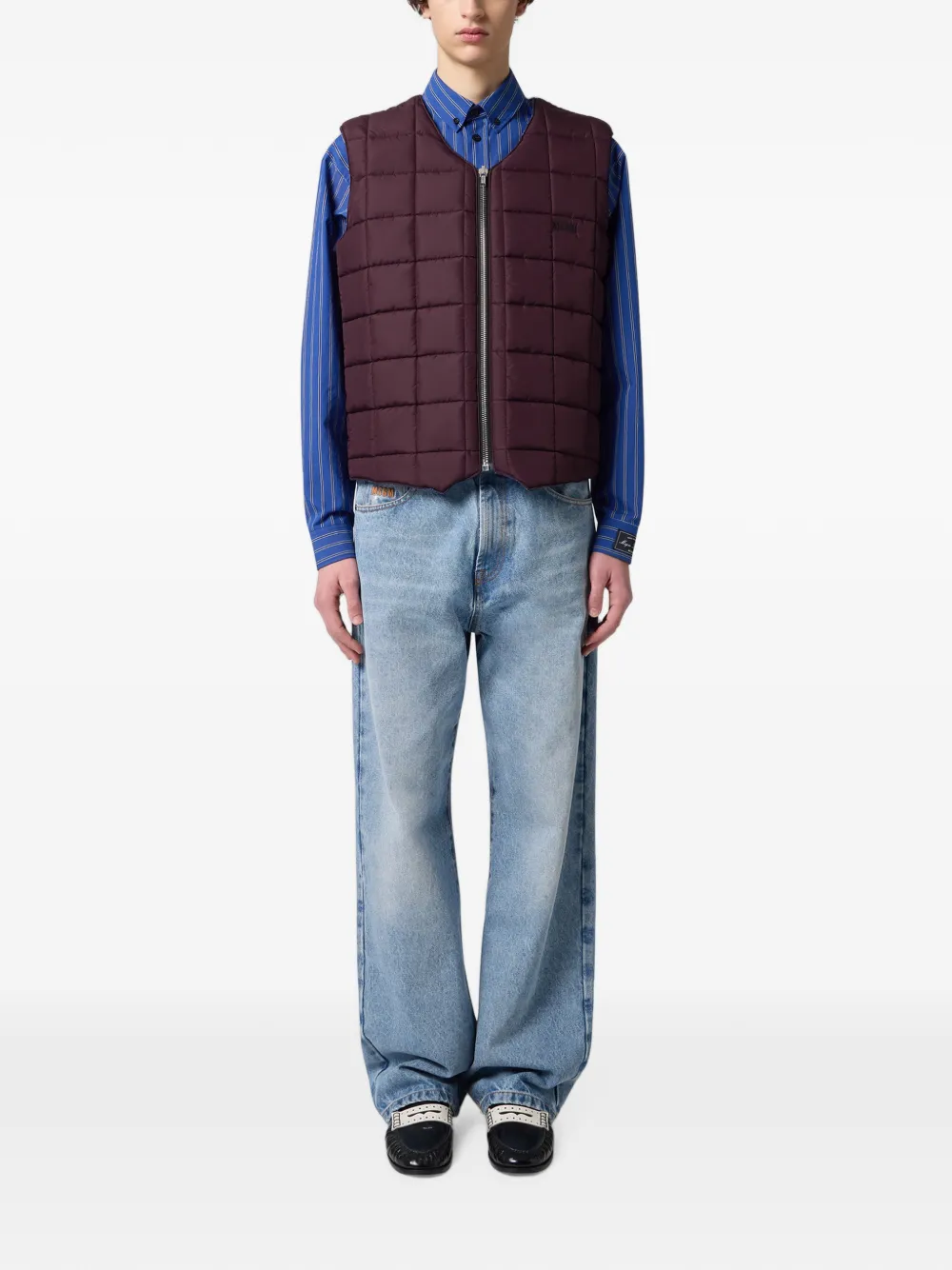 MSGM Omkeerbare gewatteerde bodywarmer met krijtstreep Blauw