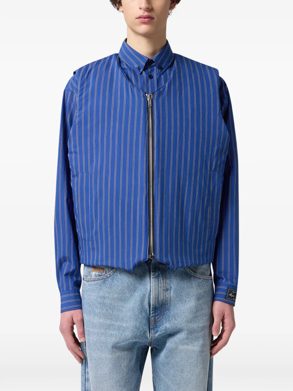 MSGM Omkeerbare gewatteerde bodywarmer met krijtstreep Blauw