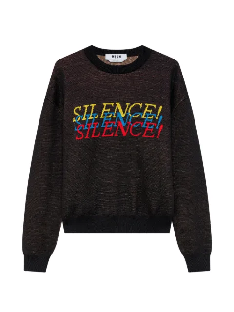 MSGM slogan-intarsia crew-neck sweater