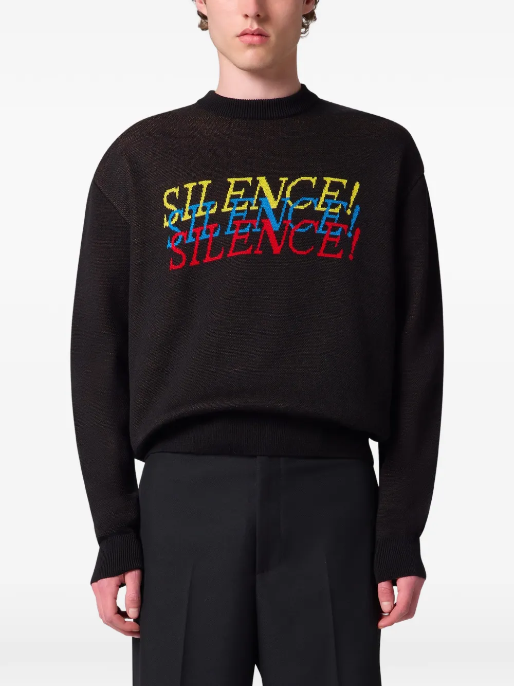 MSGM Trui met ronde hals en intarsia-tekst Bruin