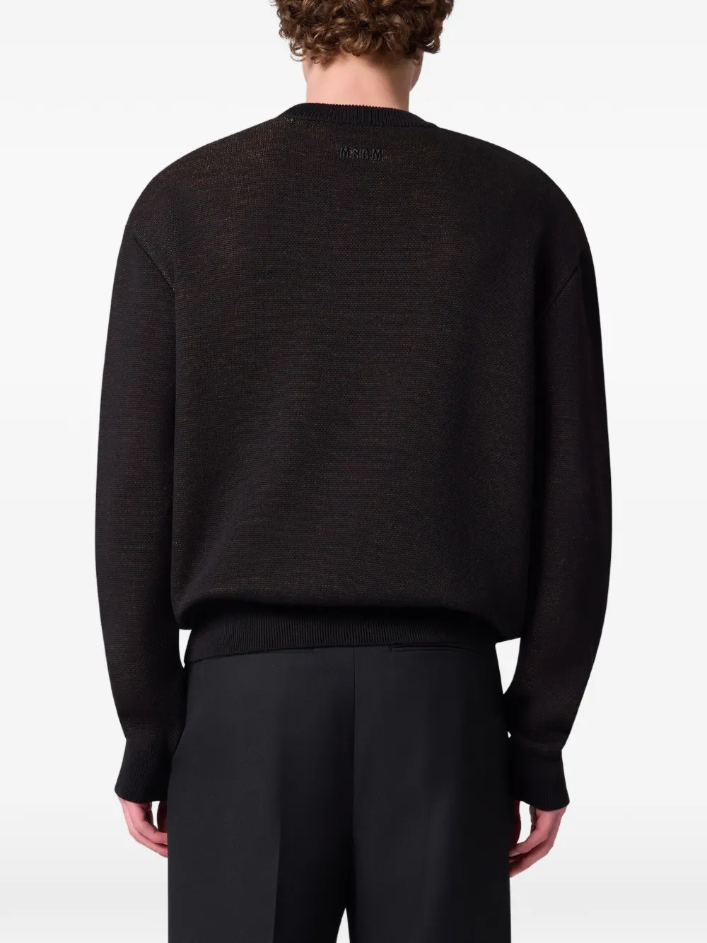 MSGM Trui met ronde hals en intarsia-tekst Bruin