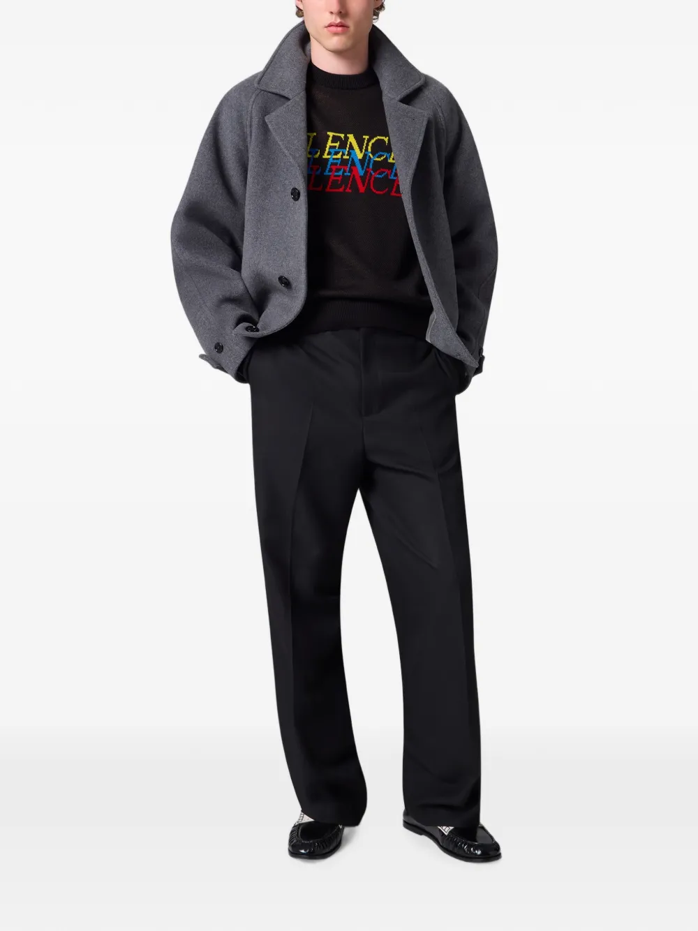 MSGM Trui met ronde hals en intarsia-tekst Bruin