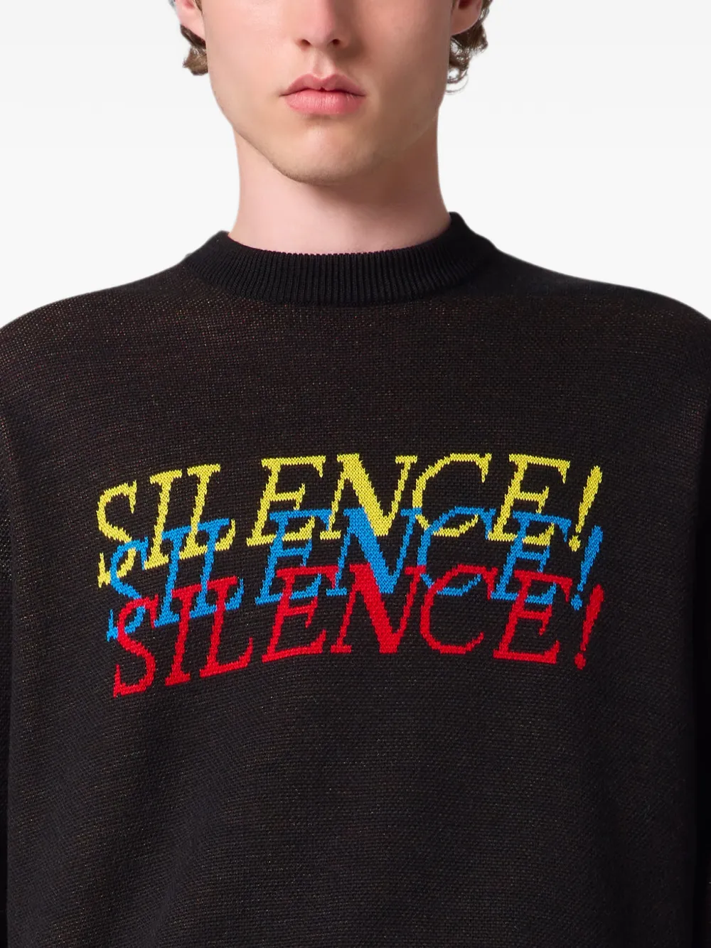 MSGM Trui met ronde hals en intarsia-tekst Bruin