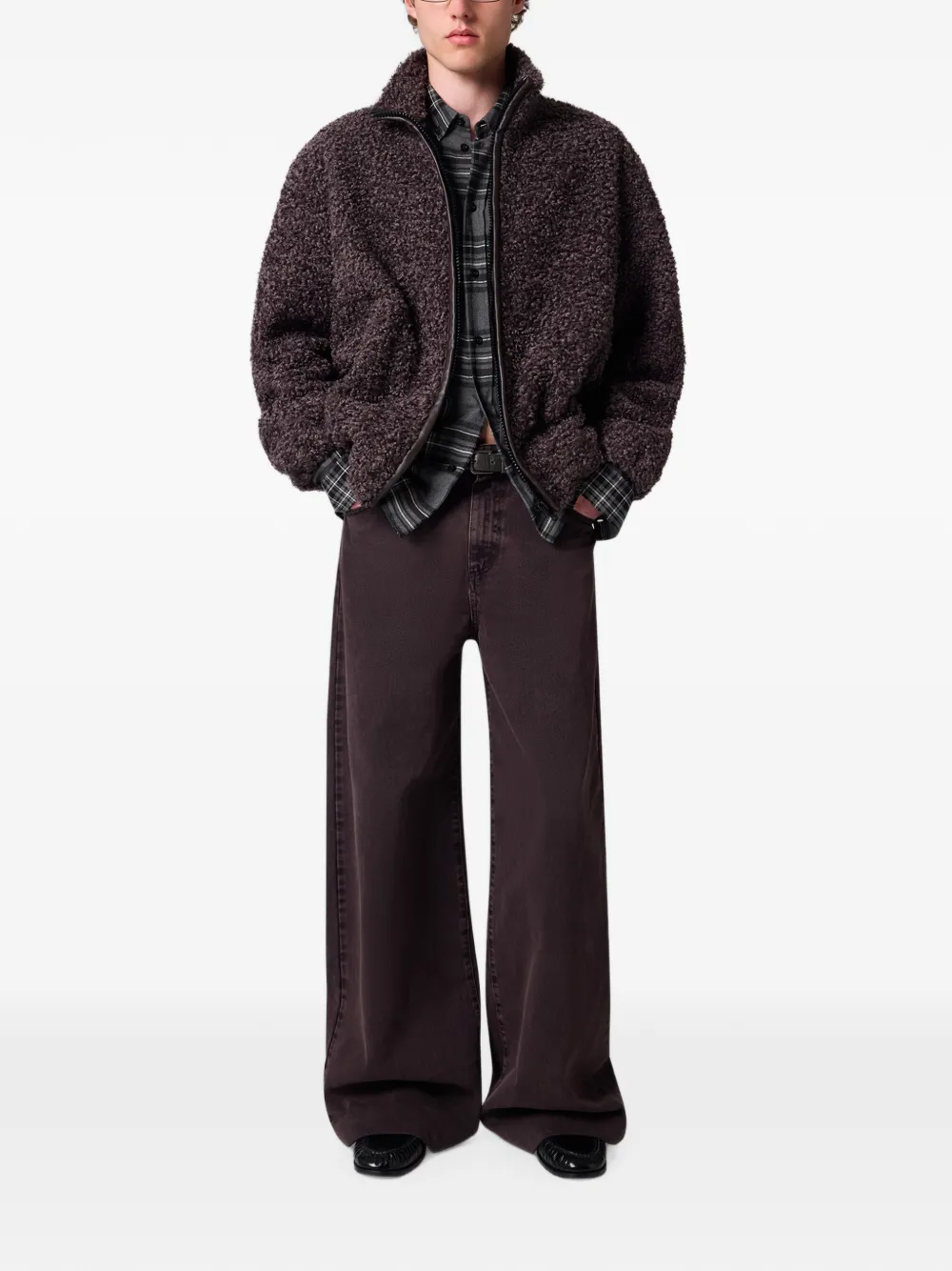 MSGM Bouclé jack met logo-patch Bruin