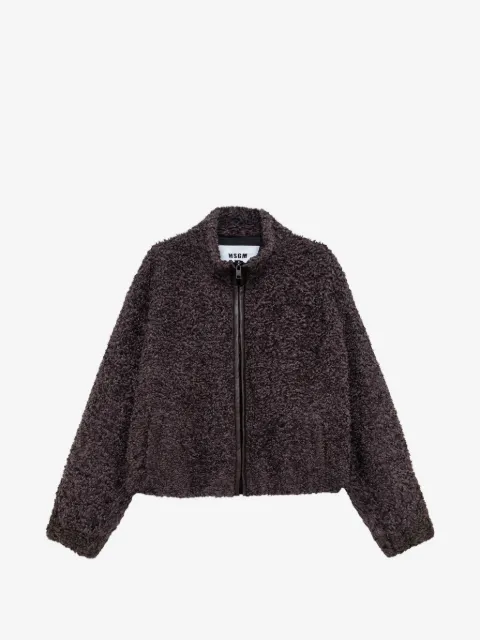 MSGM logo-patch bouclé jacket