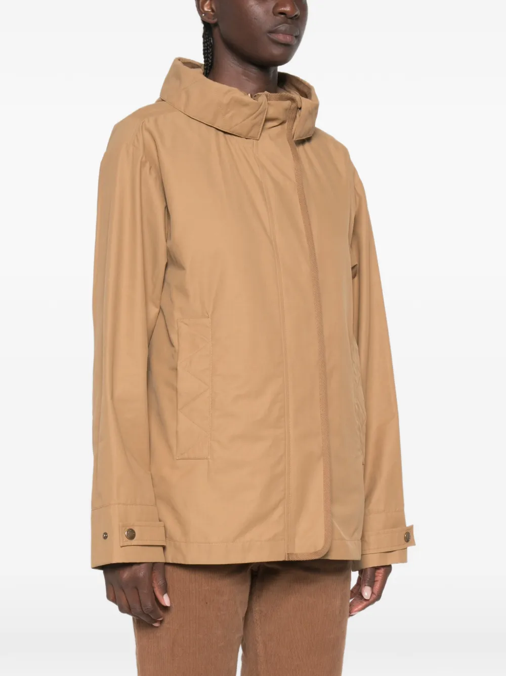 Moncler Jack met capuchon en logopatch Bruin