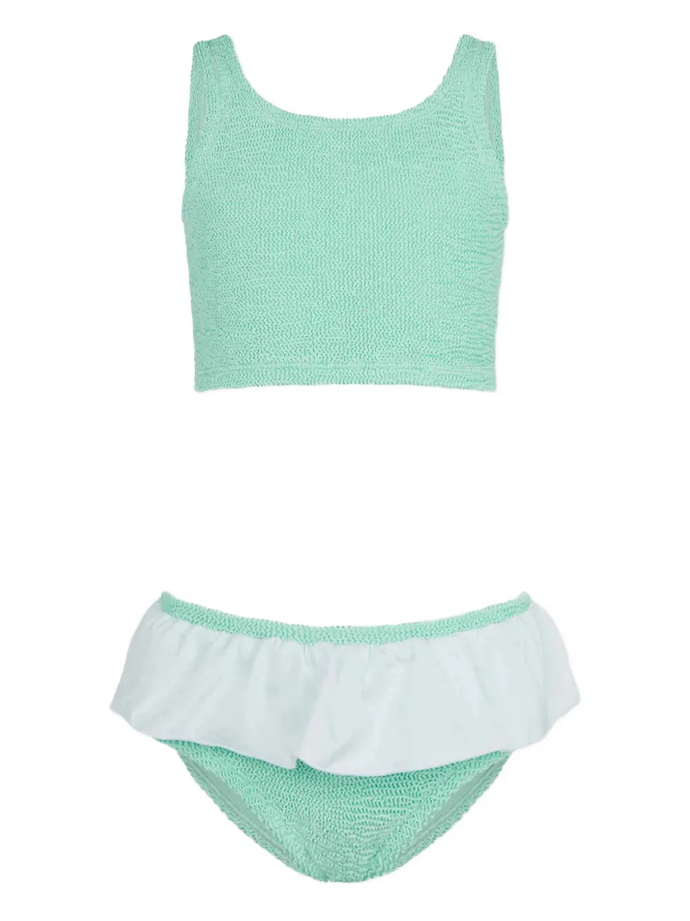 Hunza G Kids ruffle-trim crinkle bikini - Verde