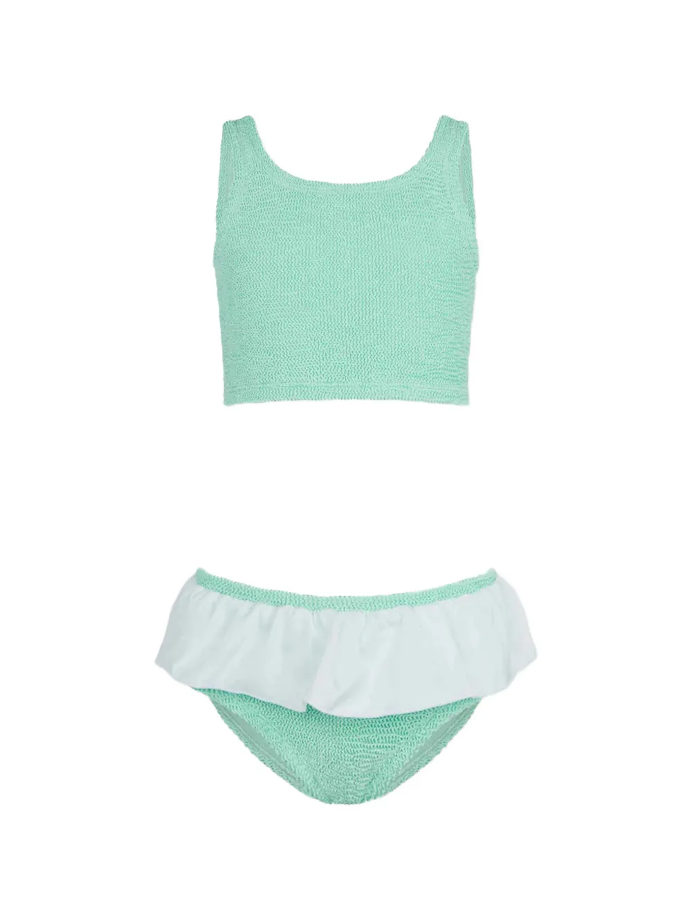 Hunza G Kids ruffle-trim crinkle bikini - Verde