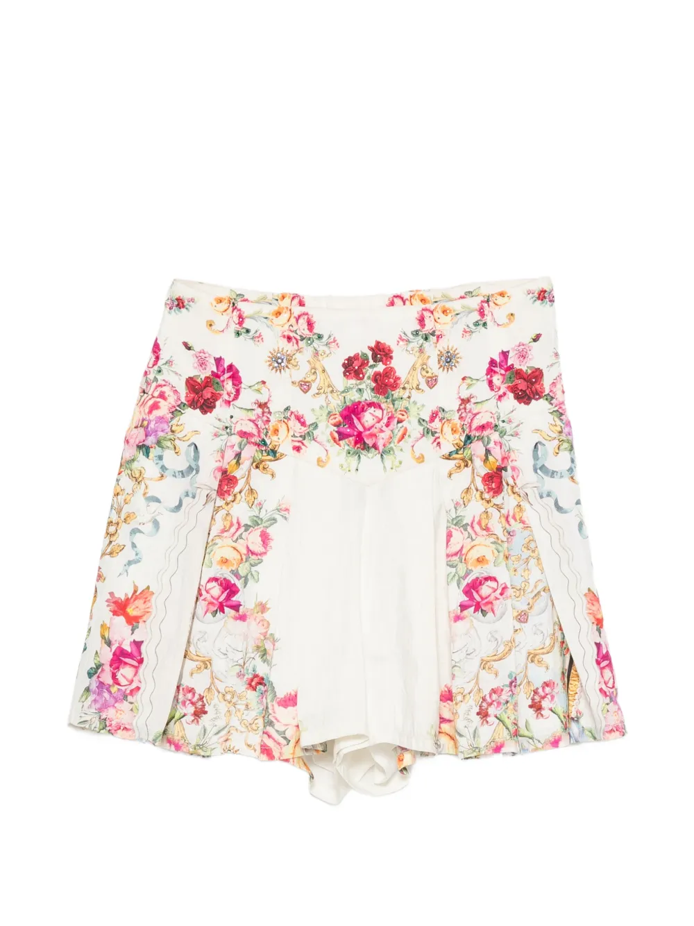 Camilla floral-print crystal-embellished shorts - Nude